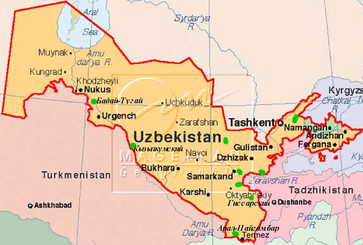 карта узбекистана фото